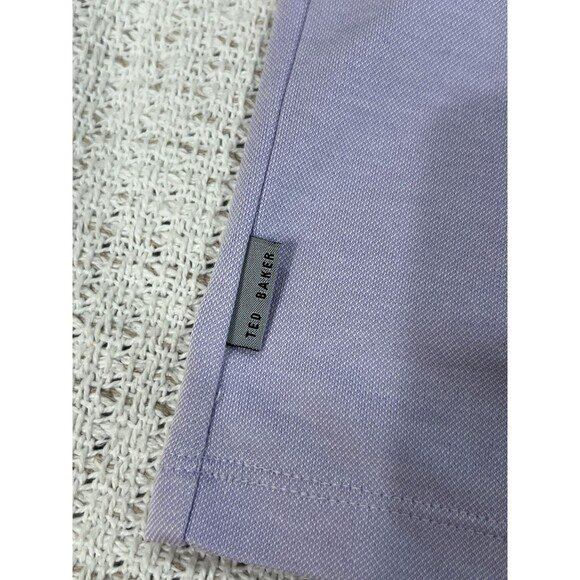 Ted Baker London Textured Knit Polo Shirt Short Sleeve Purple Size 4 - Picture 7 of 7